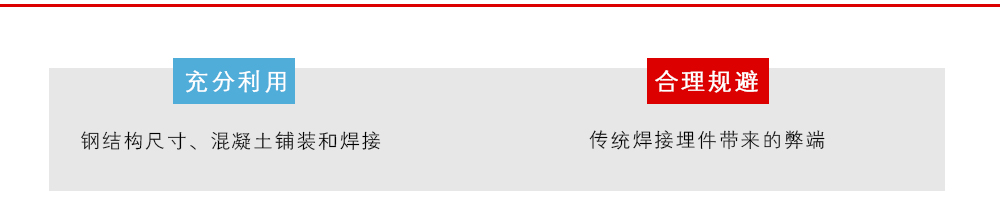 充分利用了鋼結(jié)構(gòu)尺寸、混凝土鋪裝和焊接，合理規(guī)避了傳統(tǒng)焊接埋件帶來(lái)的弊端