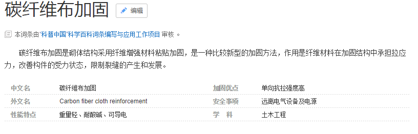 百度對(duì)碳纖維布加固的解釋，了解一下！